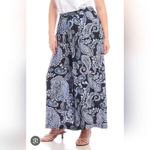 Karen Kane Paisley Print High Waist Wide Leg Pants 3X